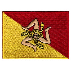 SICILY FLAG PATCH iron-on embroidered applique Top Quality