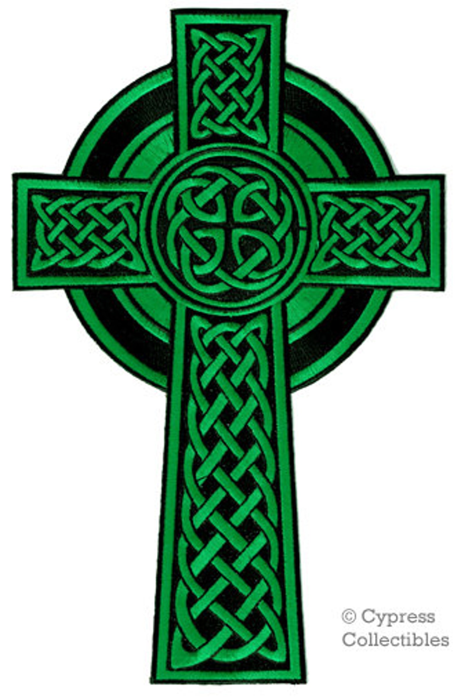 Large CELTIC CROSS PATCH Ironon Embroidered Irish Green Etsy