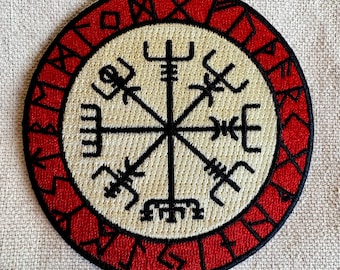 ICELANDIC COMPASS iron-on patch embroidered Norway Historical Viking Navy Iceland Vegvisir Emblem Fancy Colors