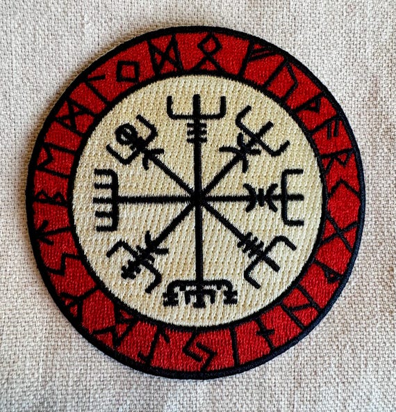 ICELANDIC COMPASS iron-on patch embroidered Norway Historical Viking Navy Iceland Vegvisir Emblem Fancy Colors