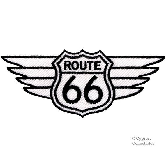 IRON-ON APPLIQUE Highway Road Sign Biker ILLINOIS ROUTE 66 EMBROIDERED PATCH