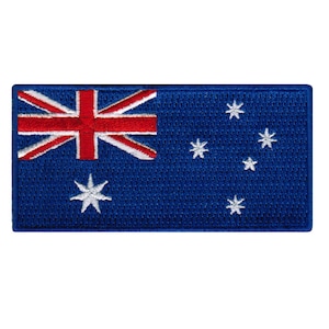 Australia Flag Patch: Embroidered Iron-On Applique (3.5x1.75-Inches)