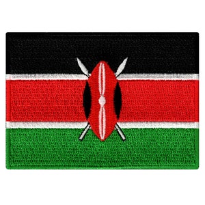 Kenya Flag Patch: Embroidered Iron-On Applique (3.5x2.5-Inches)