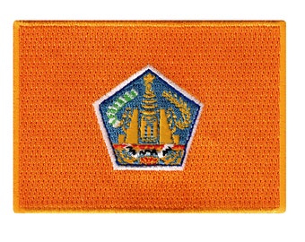 バリ島国旗パッチ：刺繍アイロン接着アップリケ（3.5x2.5インチ）