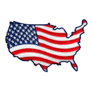 United States USA SHAPED PATCH American Flag iron-on embroidered applique