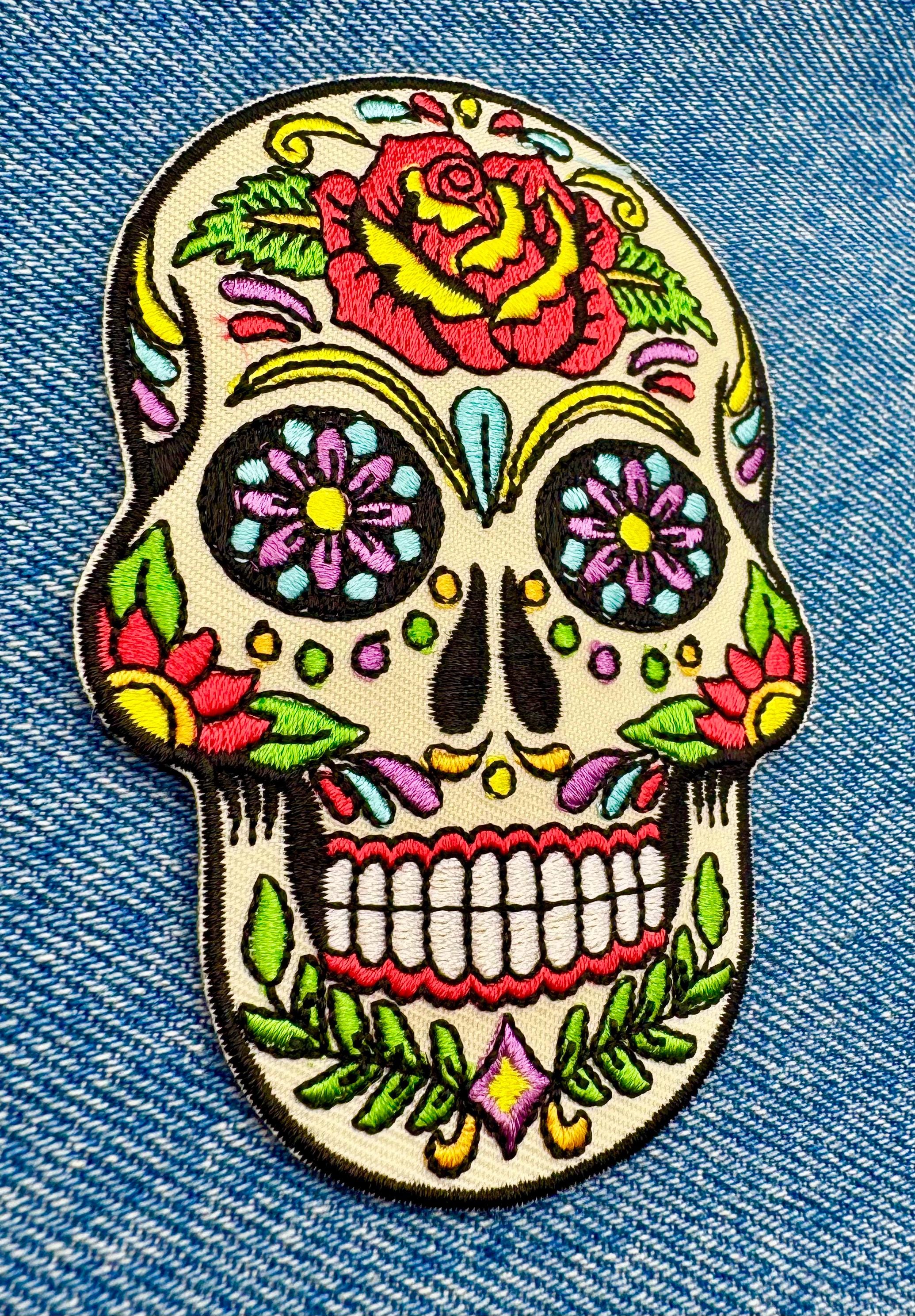 San Diego Fia Tuck Patch Suga Skull Flowe Emboideed Ion On