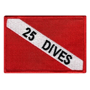 25 Dives DIVER DOWN FLAG Patch Scuba Diving embroidered iron-on applique Emblem