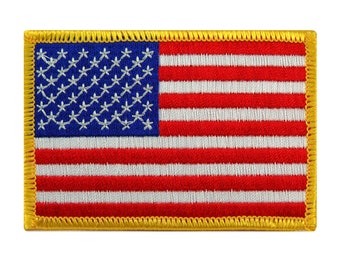 AMERIKAANSE VLAG PATCH Gouden rand geborduurde opstrijkapplicatie