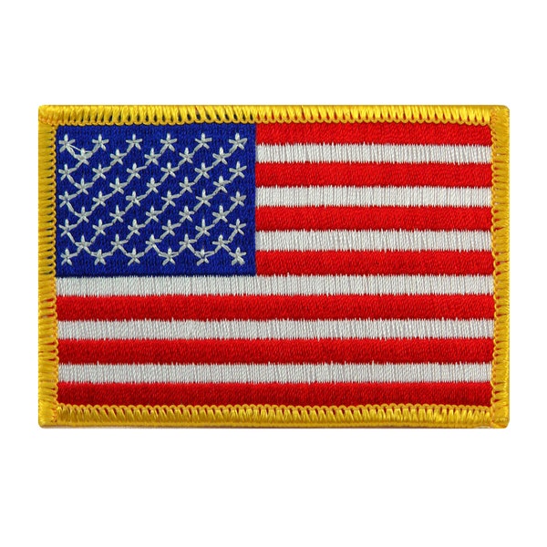 AMERIKAANSE VLAG PATCH Gouden rand geborduurde opstrijkapplicatie