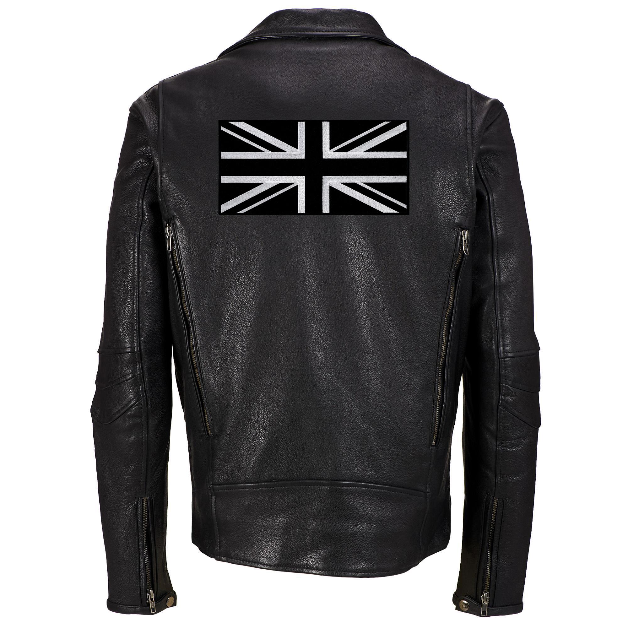 Large Black Union Jack Patch: Embroidered UK Flag Applique (11-Inches)