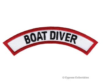 ボートダイバー認定シェブロンパッチスキューバダイビング体験アイロン刺繍アップリケエンブレム
