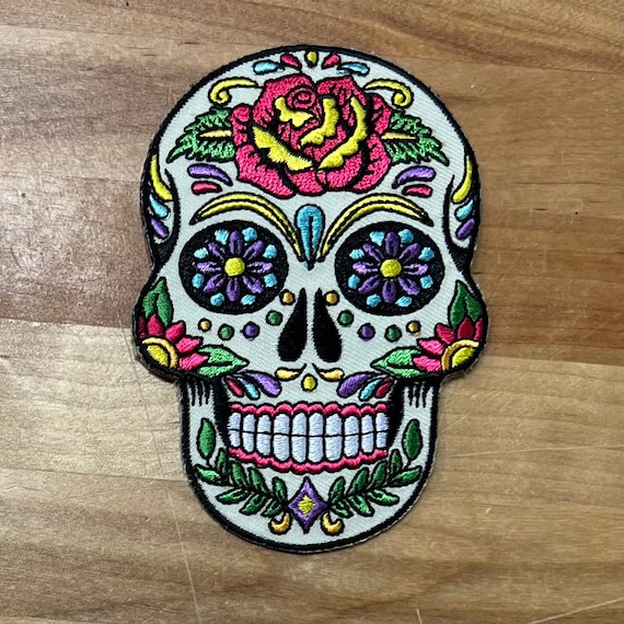 Embroidered Sugar Skull Patch: Dia De Los Muertos Iron-on