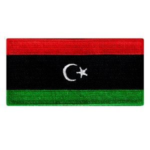 Libya Flag Patch: Embroidered Iron-On Applique (3.5x1.75-Inches)