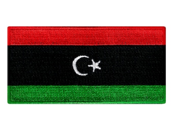 Parche de la bandera de Libia: aplique termoadhesivo bordado (8,9 x 4,4 cm)