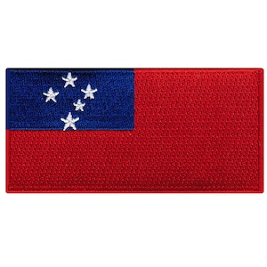 Samoa Flag Patch: Embroidered Iron-On Applique (3.5x1.75-Inches)