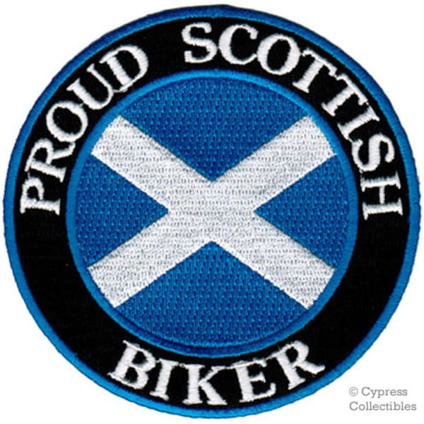 PROUD SCOTTISH BIKER patch embroidered iron-on applique Scotland Flag