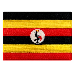 Uganda Flag Patch: Embroidered Iron-On Applique (3.5x2.5-Inches)