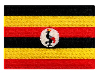 Parche de la bandera de Uganda: aplique termoadhesivo bordado (8,9 x 6,35 cm)