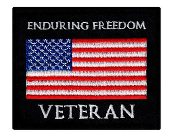 ENDURING FREEDOM VETERAN Patch zum Aufbügeln gestickte Applikation Militär Biker Emblem Amerikanische Flagge