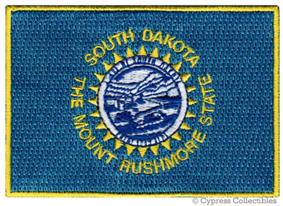 NEW 3.5/" SOUTH DAKOTA STATE SHIELD FLAG EMBROIDERED PATCH IRON-ON