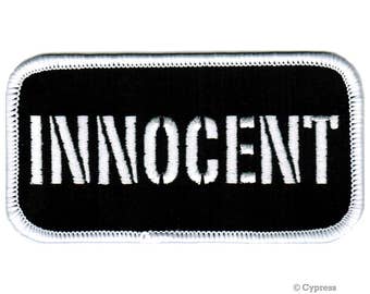 PARCHE DE MOTOCICLISTA INOCENTE, aplique bordado para planchar, etiqueta con nombre, emblema de motocicleta con frase "culpable"