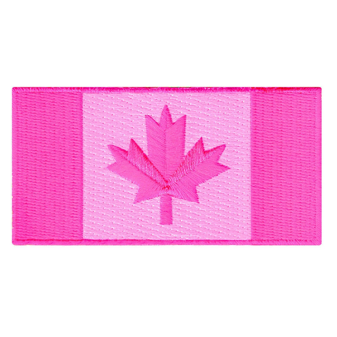 Pink Canada Flag Patch: Embroidered Iron-on Applique (3.5x1.75-inches ...