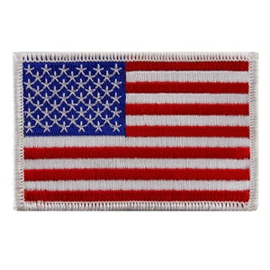 AMERICAN FLAG PATCH White Border embroidered iron-on applique