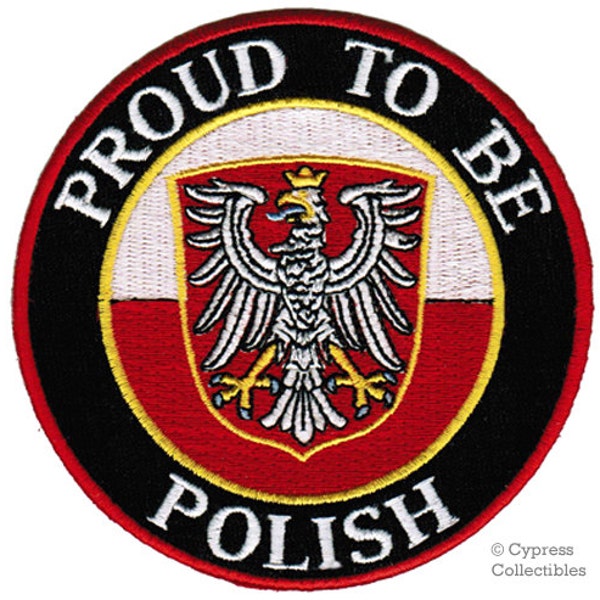 PROUD to be POLISH patch embroidered iron-on applique Poland Flag biker