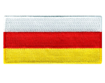 South Ossetia Flag Patch: Embroidered Iron-On Applique (3.5x1.75-Inches)
