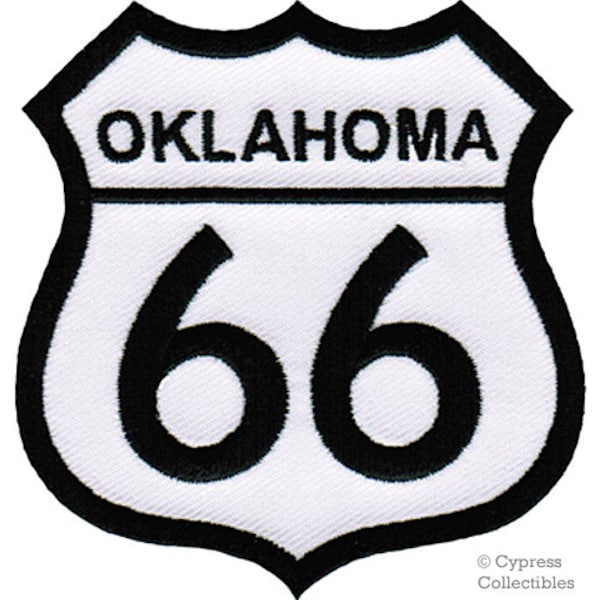 ROUTE 66 OKLAHOMA PATCH iron-on embroidered applique Road Sign Historic Highway Emblem biker