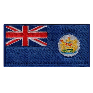 Hong Kong Colonial Flag Patch: Embroidered Iron-On Applique (3.5x1.75-Inches)