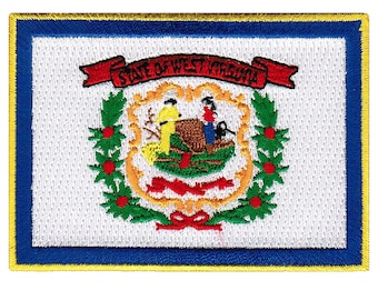 West Virginia State Flag Patch: Embroidered Iron-On Applique (3.5x2.5-Inches)
