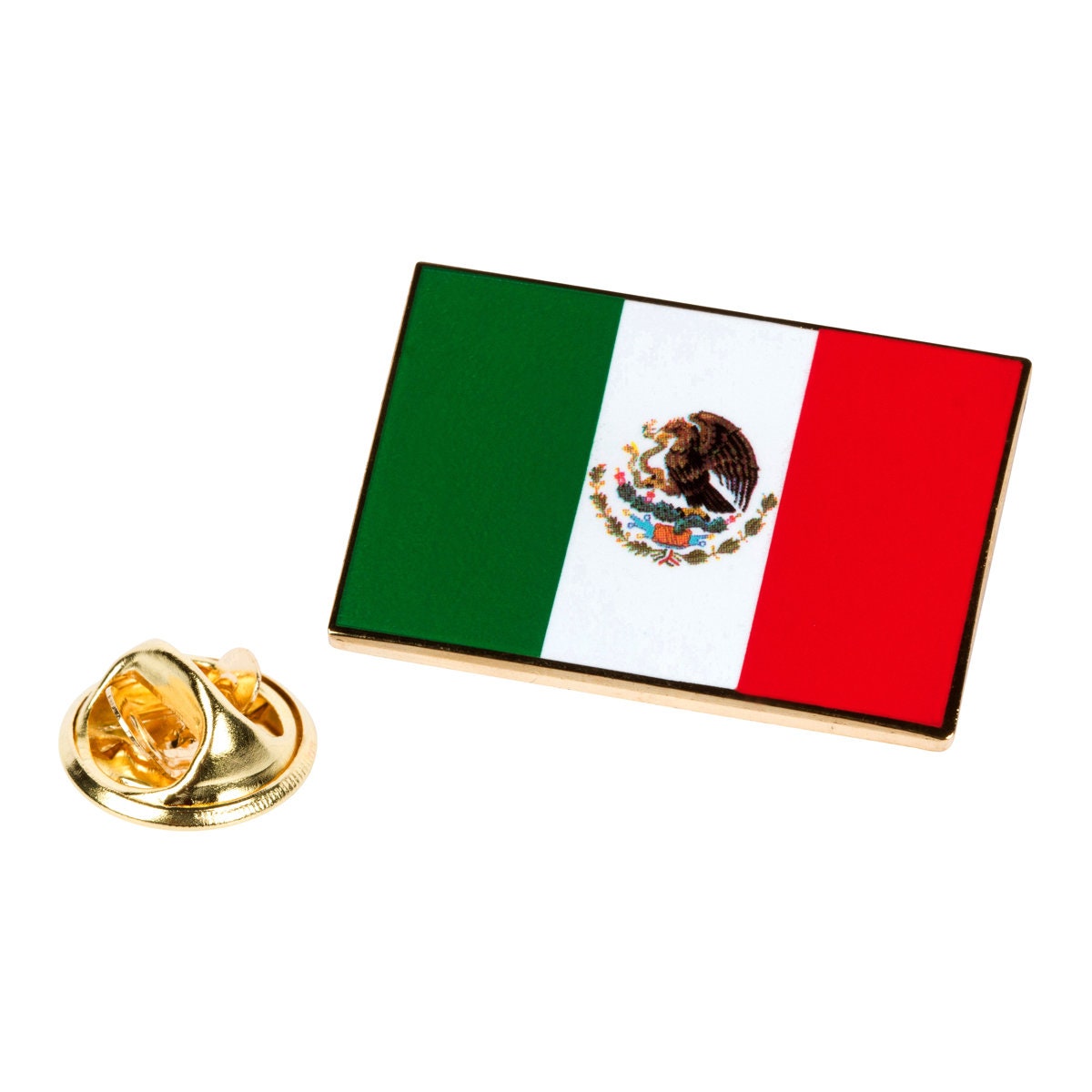 Mexico Flag Lapel Pin: Hard Enamel Mexican Emblem