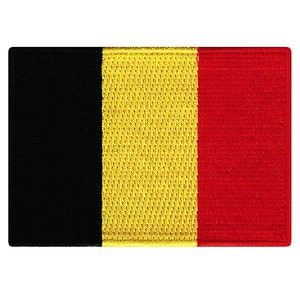 Belgiens flagga-tygmärke: Broderad strykapplikation (8,5 x 6,5 cm)