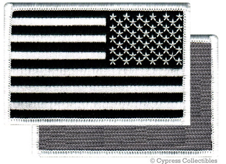 AMERICAN FLAG Patch Reverse Black and White Embroidered Etsy