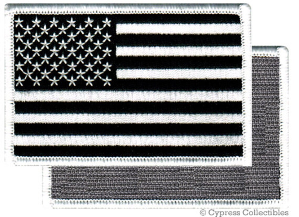 AMERICAN FLAG Patch Black and White Embroidered Applique W/ | Etsy