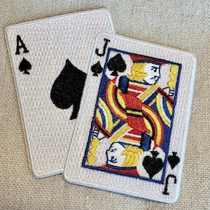 CARTAS DE BLACKJACK PATCH carta de baralho bordada termocolante aplique Ás Valete Espadas