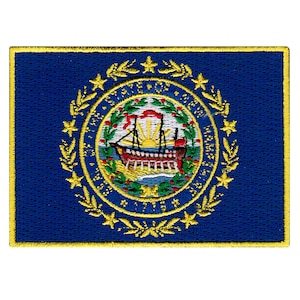 Patch vlag staat New Hampshire: geborduurde opstrijkappliqué (3,5 x 2,5 inch)