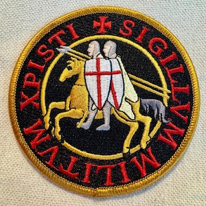 KNIGHTS TEMPLAR Seal Patch iron-on Embroidered Black Crusades Religious Christian Military applique