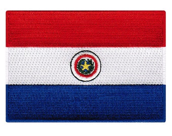 Paraguay Flag Patch: Embroidered Iron-On Applique (3.5x2.5-Inches)