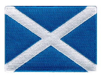 Scotland Flag Patch: Embroidered Iron-On Applique (3.5x2.5-Inches)