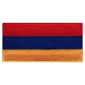 Armenia Flag Patch: Embroidered Iron-On Applique (3.5x1.75-Inches)