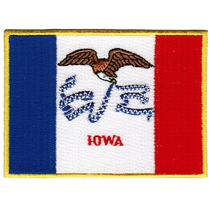 Iowa State Flag Patch: Embroidered Iron-On Applique (3.5x2.5-Inches)