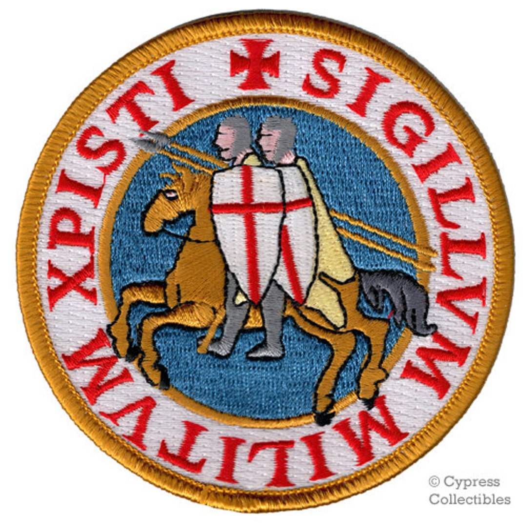 Cypress Collectibles Embroidered Patches Knights Templar Large Patch Black Embroidered Seal Iron-On Crusades Military, Multi-Colored, 9.375-inches