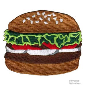 HAMBURGER embroidered PATCH iron-on BURGER applique