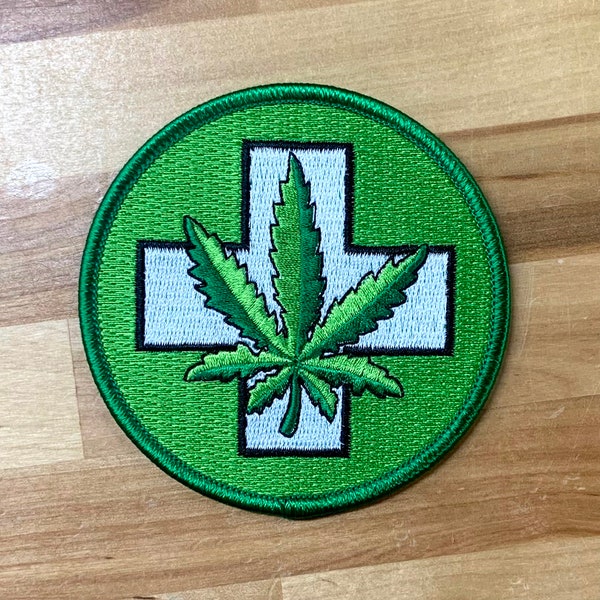 MEDISCHE MARIHUANA ijzer-on PATCH geborduurd legaliseren onkruid medicinale cannabis embleem