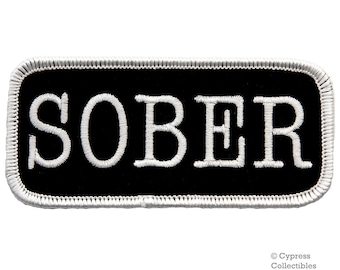 SOBER BIKER PATCH iron-on embroidered applique nametag motorcycle emblem saying Alcoholics Anonymous