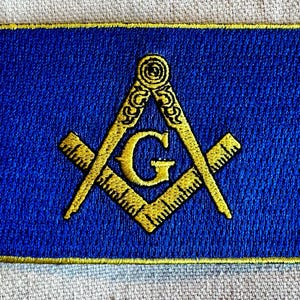 FREEMASON MASONIC LOGO Flag Patch iron-on embroidered applique Mason Compass Square
