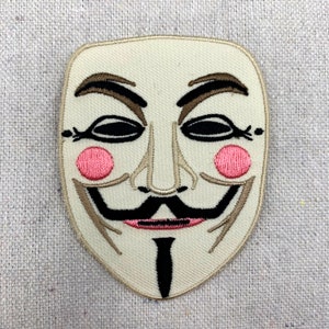 ANONYMOUS HACKER PATCH iron-on embroidered V for Vendetta Guy Fawkes Mask Halloween Decoration Applique