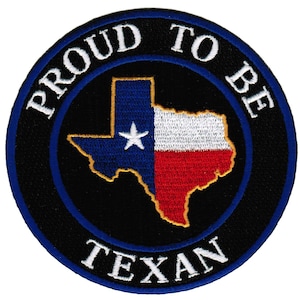 PROUD to be TEXAN patch embroidered iron-on applique Texas State Flag biker